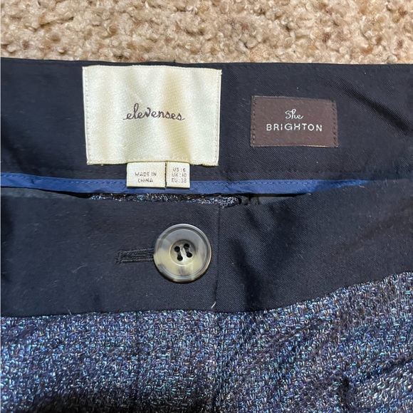 Anthropologie Elevenses The Brighton Pants Metallic Virgin Wool Blend Wide Leg 6 - Picture 6 of 11